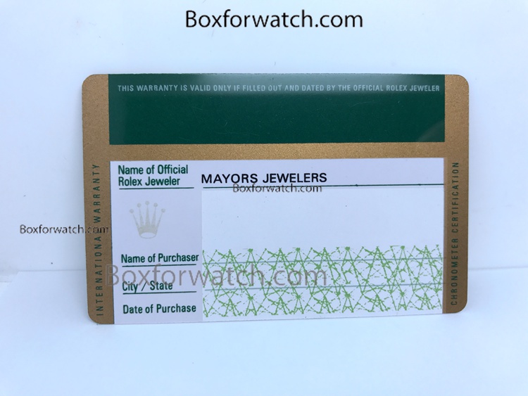 Rolex Watch Warranty card 2018 Sale - Buy Wholesale